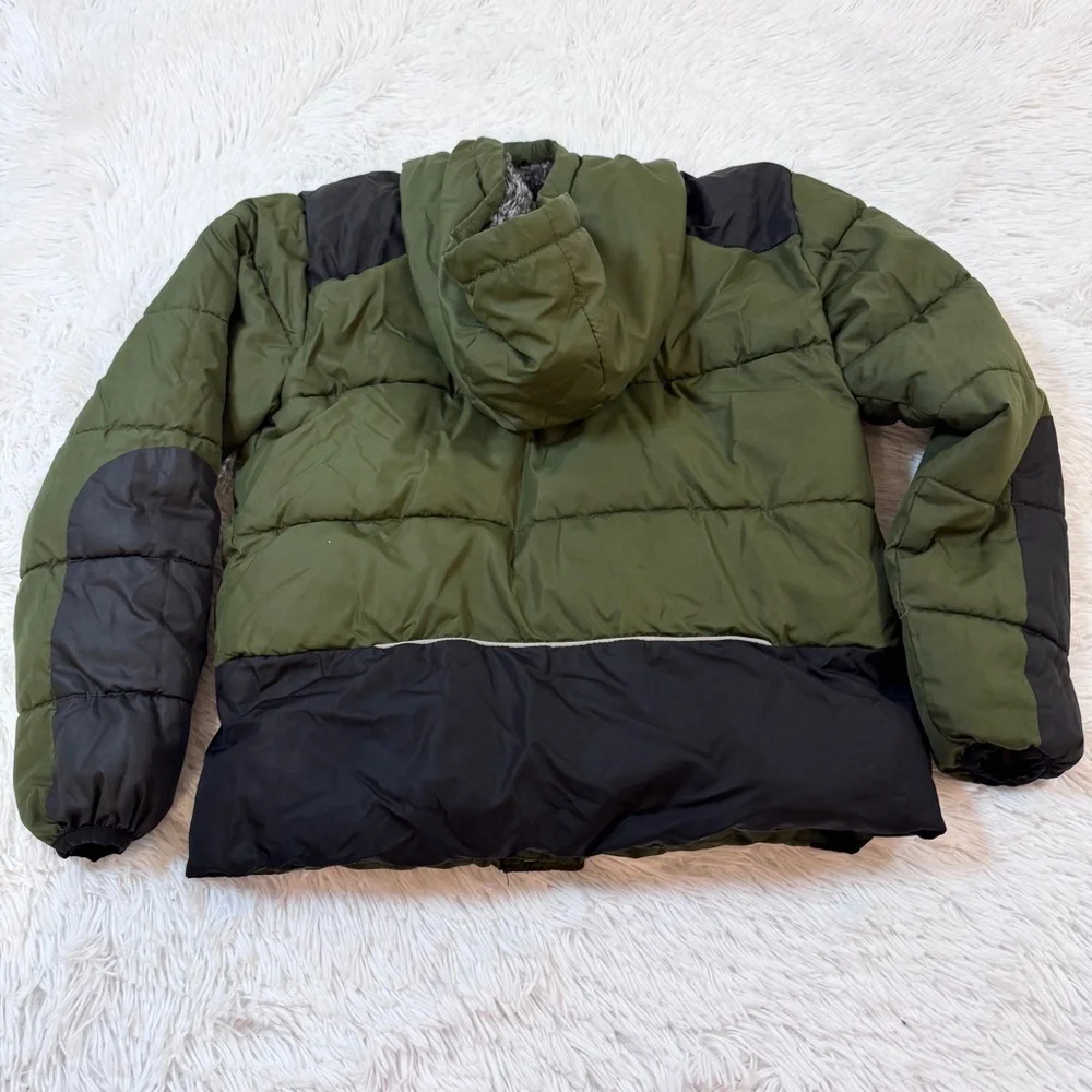Wonder Nation boy's Green and Black faux fur Puffer‎ Jacket